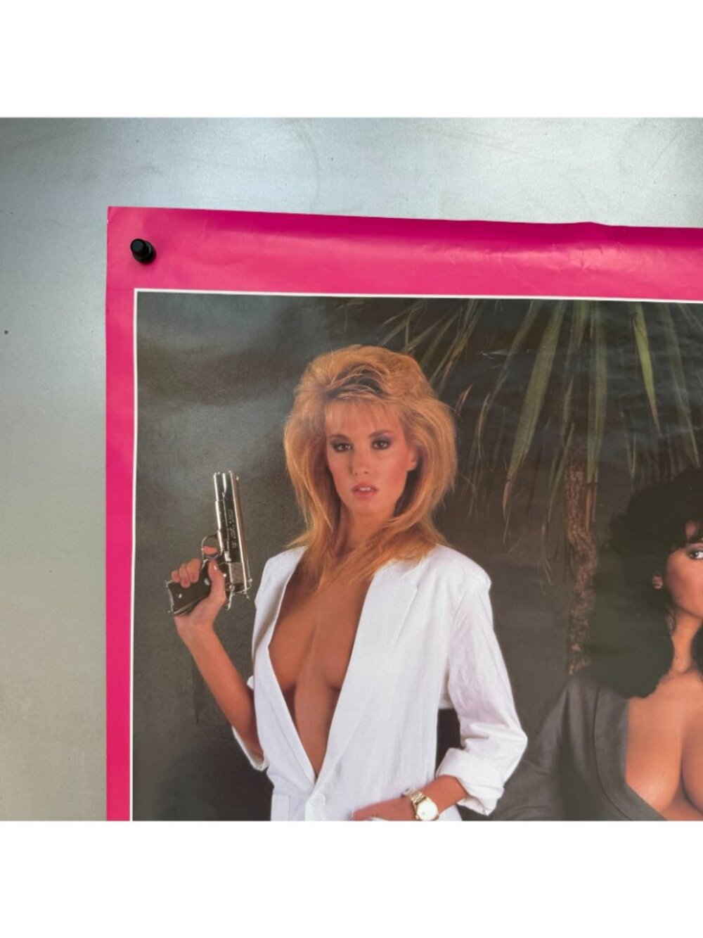 Vtg 1986 MIAMI NICE Babes & Ferrari Poster ~22x34” Miami Vice Sexy Detectives - Picture 2 of 14